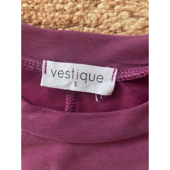 VESTIQUE Spellbinding Women’s Plum color Ruched Knit Dress Size S - Picture 5 of 5